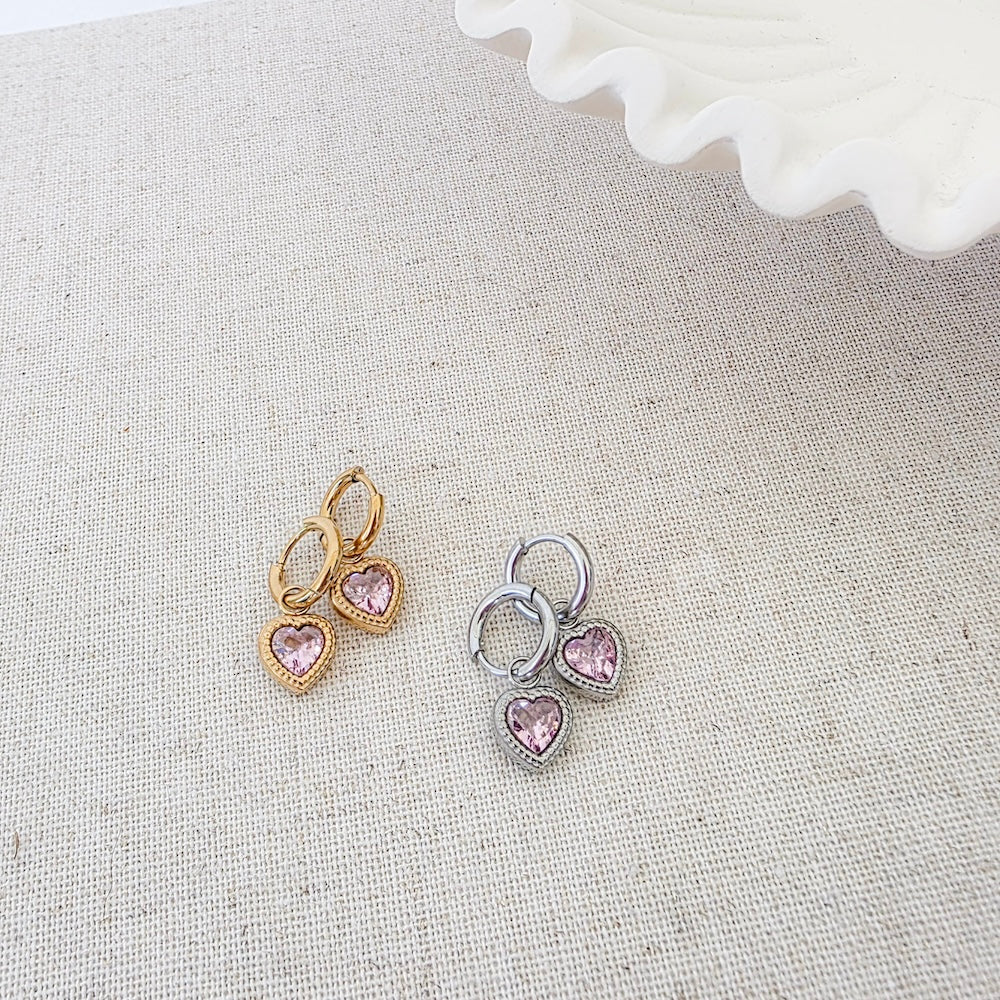 Aphrodite Heart Dangle Earrings - WATERPROOF