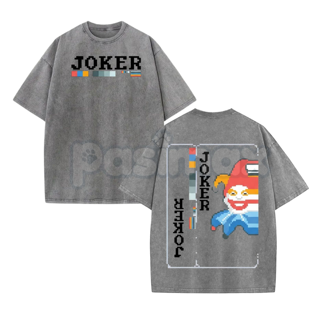 Balatro Misprint Joker Graphic Tee – Oversized Pixel Art T-Shirt, Vintage Washed Retro Gaming Merch