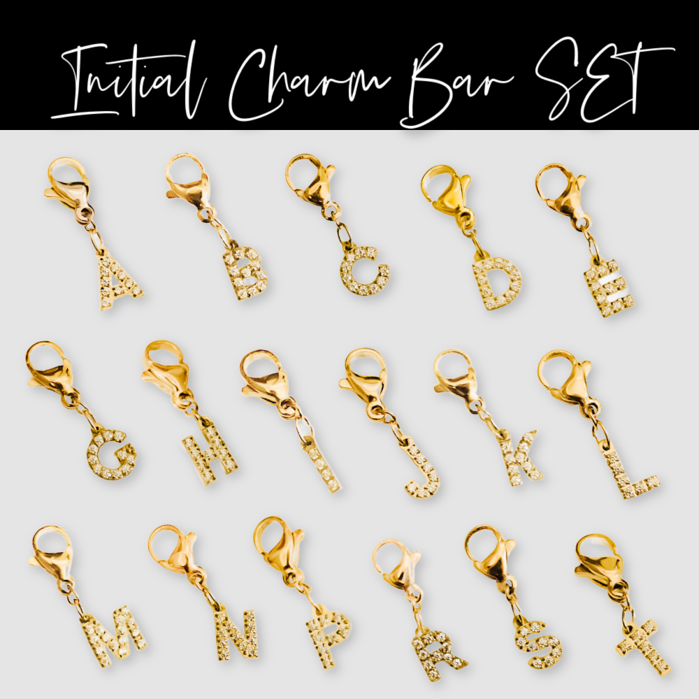 Bundled Initials Charm Bar Chanelle Charms - WATERPROOF