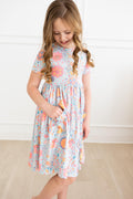 SALE Blue Retro Unicorns S/S Pocket Twirl Dress