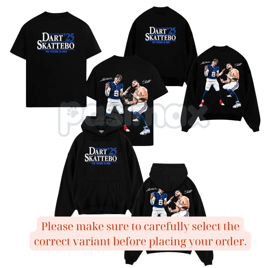 Cam Skattebo & Jaxson Dart Giants Nation Outfit V2 Cotton Hoodie – College Football Fan Pullover, Unisex Game Day Apparel