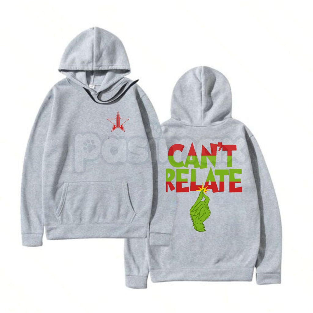 "Can't Relate" Holiday Hoodie – Funny Anti-Christmas Slogan Pullover, Grinch & Introvert Festive Apparel, Unisex