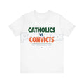 "Catholics vs Convicts" T-Shirt - Notre Dame vs Miami 1988 Rivalry Tee, Vintage College Football History Apparel, Unisex Retro Sports Gift