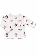 Virginia Tech White Hokie L/S Ruffle Pocket Tee