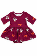 Virginia Tech Maroon Hokie 3/4 Sleeve Twirl Bodysuit