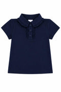 Navy S/S Ruffle Polo