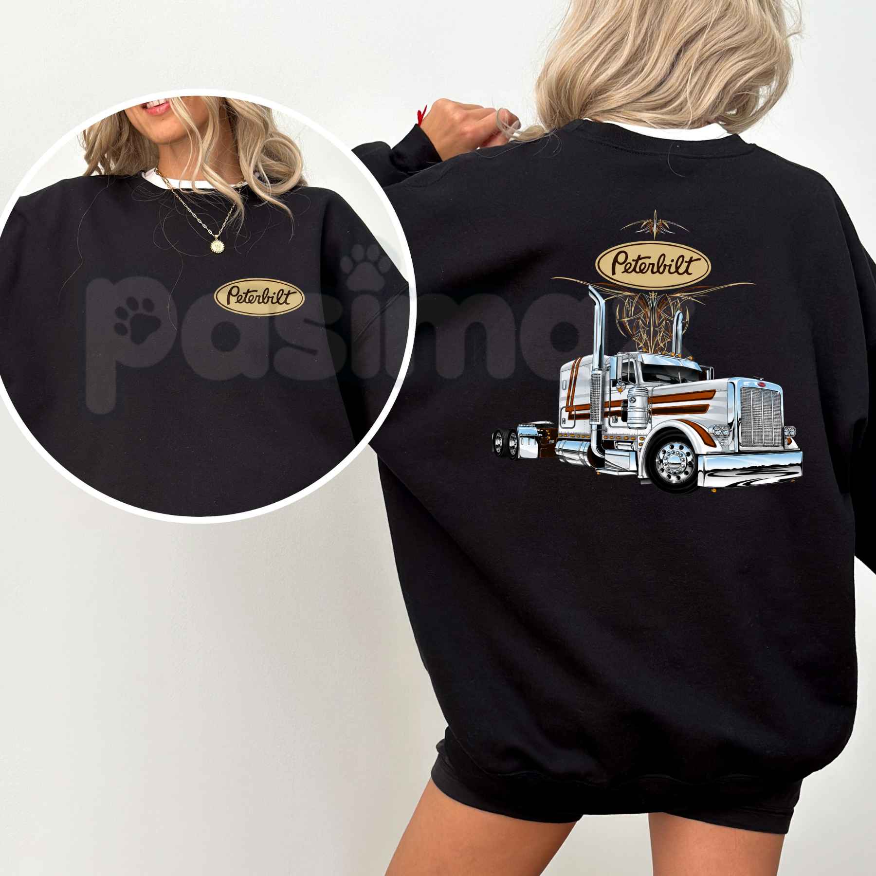 Classic Peterbilt Truck Sweatshirt | Vintage Diesel Graphic Crewneck