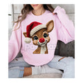Classic Red Nose Reindeer & Santa Hat Holiday Sweatshirt – Whimsical Christmas Crewneck