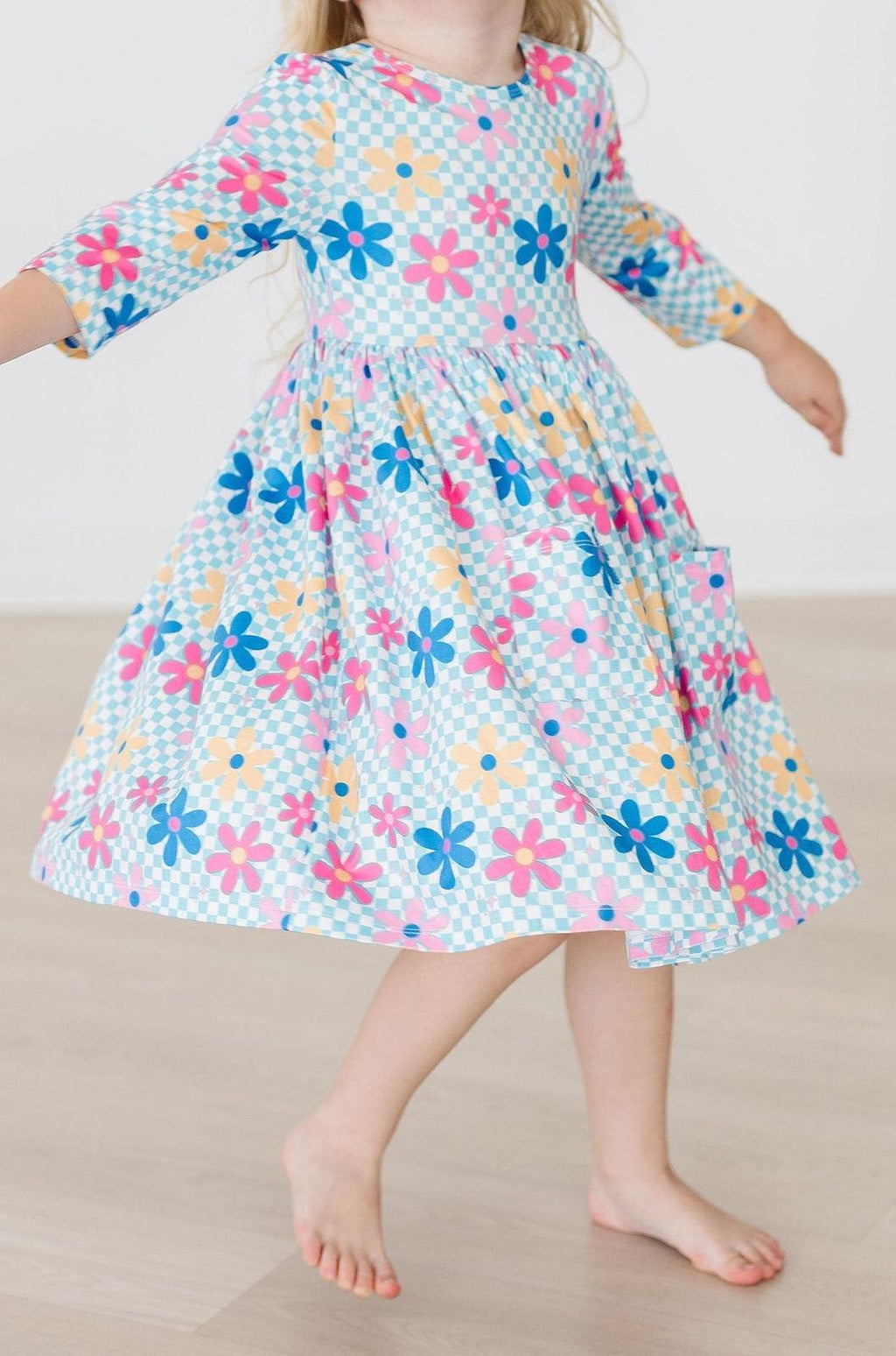 SALE Crazy Daisy 3/4 Sleeve Pocket Twirl Dress