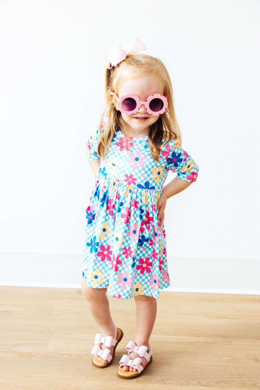 SALE Crazy Daisy 3/4 Sleeve Pocket Twirl Dress