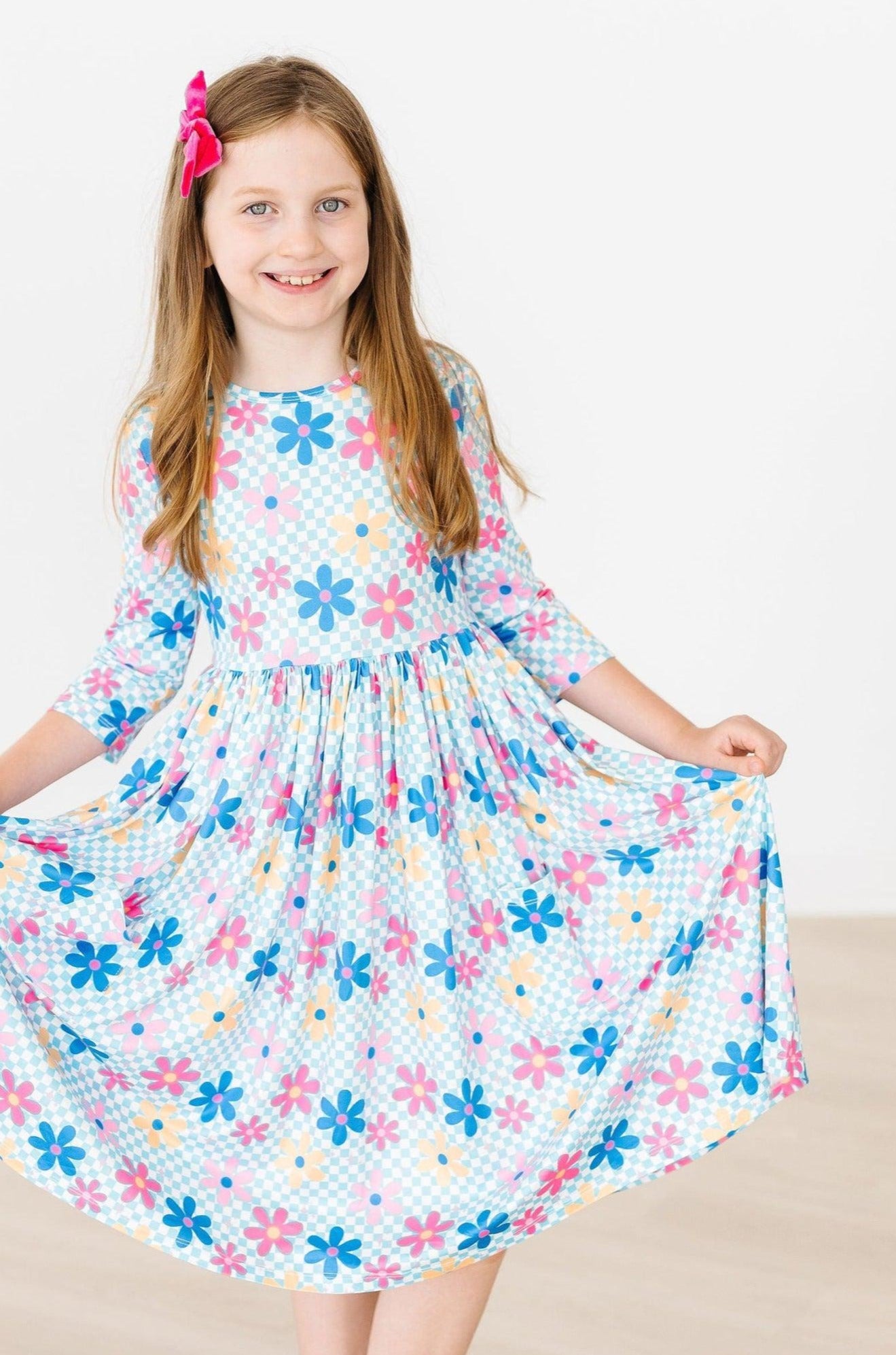 SALE Crazy Daisy 3/4 Sleeve Pocket Twirl Dress