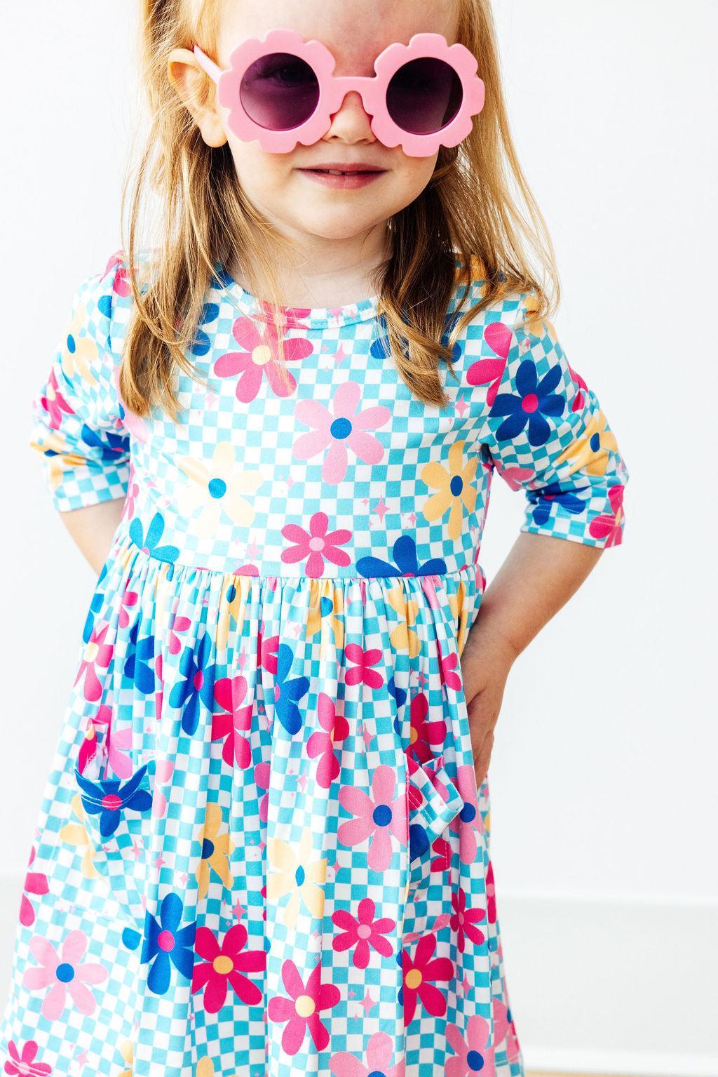 SALE Crazy Daisy 3/4 Sleeve Pocket Twirl Dress