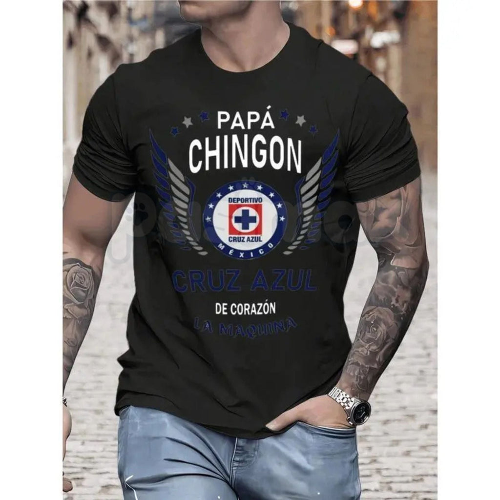 Cruz Azul "Papa Chingon" T-Shirt – Liga MX Soccer Dad Graphic Tee