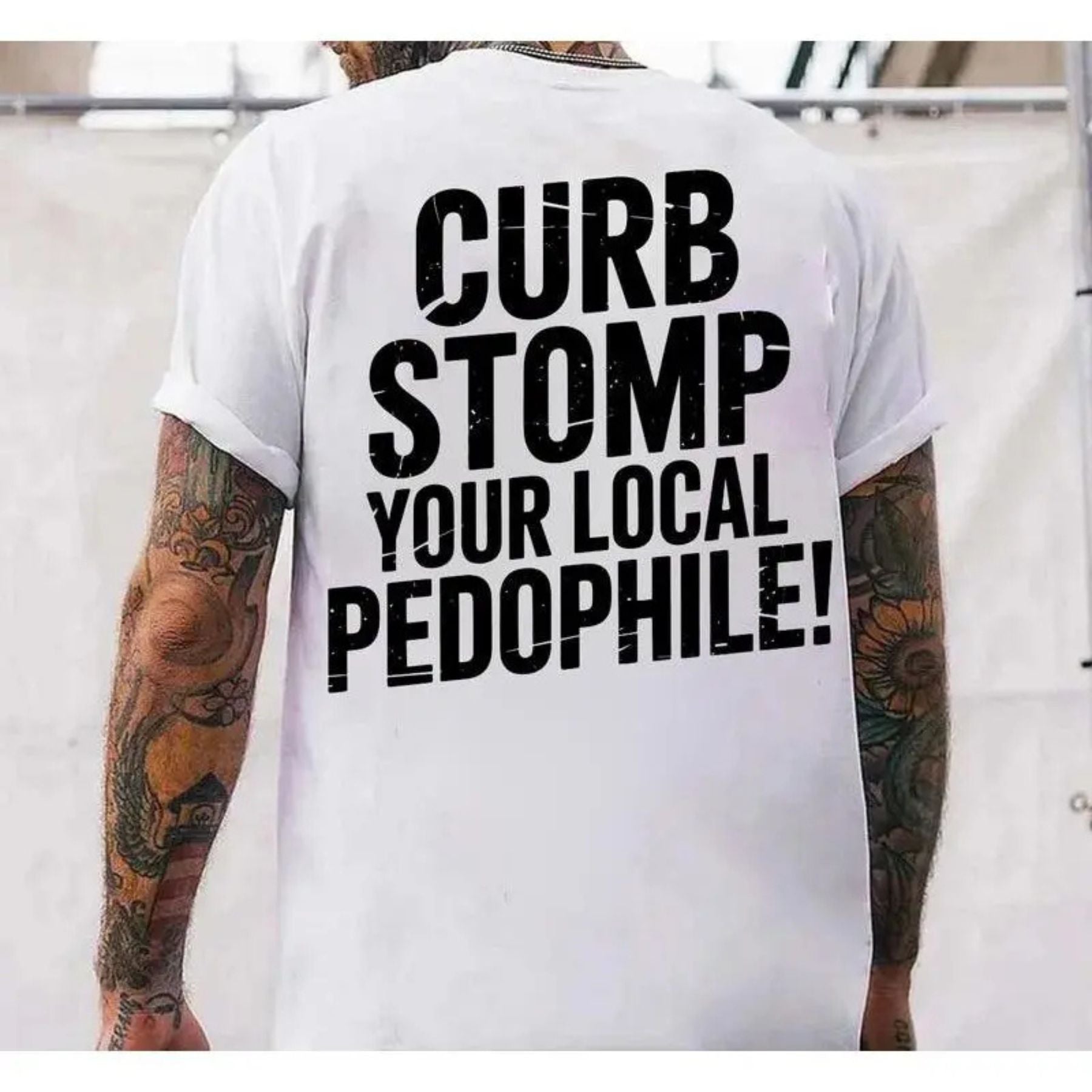 Curb Stomp Your Local Pedophile T-Shirt – Bold Graphic Tee, Anti-Pedophile Statement Shirt