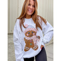 Cute Yarn Gingerbread Graphic Top | Faux-Stitch Christmas Cookie Sweater | Cozy Holiday Apparel