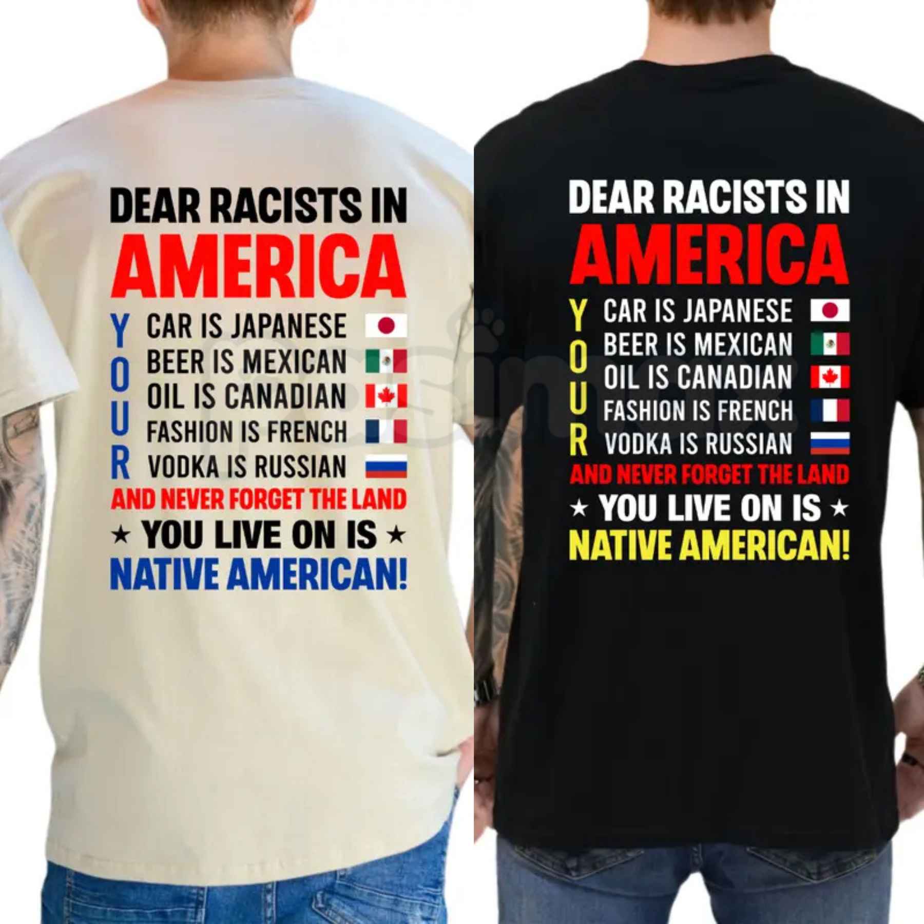 Dear Racsts In America T Shirt – Funny Political Satire Graphic Tee, Sarcastic Liberal Democrat Anti Prejudice Unisex Cotton Shirt