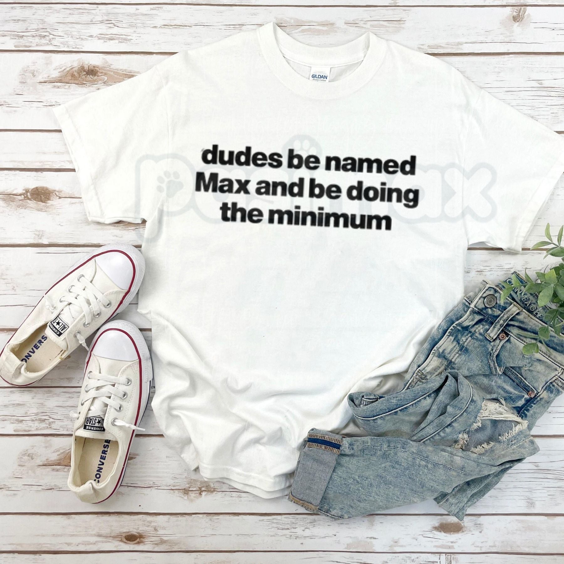"Dudes Named Max Doing The Minimum" T-Shirt – Funny Viral Slang Graphic Tee, Premium 100% Cotton Sarcastic Pun Top, Soft Lived-In Heavyweight Irony Aesthetic Shirt, Made in USA