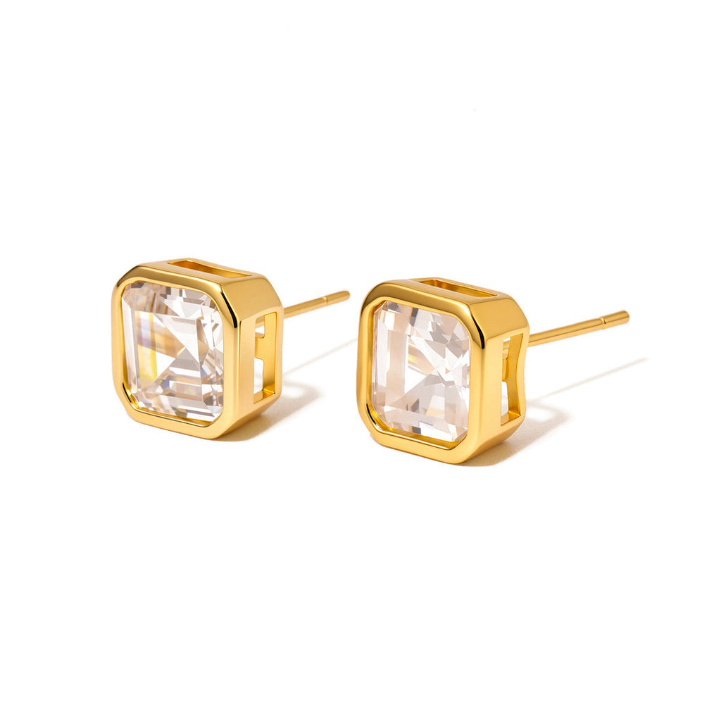Bezel Diamond Stud Earrings - WATERPROOF