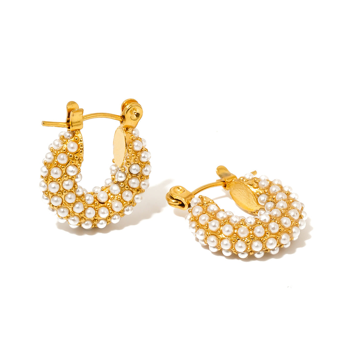 Hailey Huggie Pearl Earrings WATERPROOF
