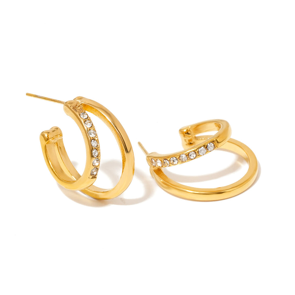 Stole The Show Crystal Double Hoop Earring