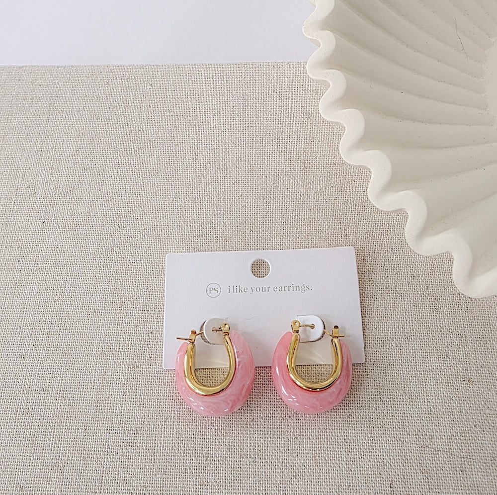Frenchie Resin Hoop Earrings - WATERPROOF