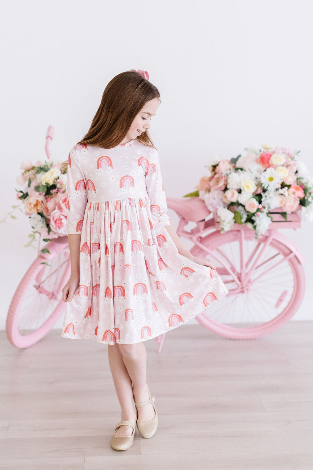 SALE Fun & Flowers 3/4 Sleeve Pocket Twirl Dress