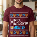 Funny Naughty Hanukkah T-Shirt – Witty Jewish Holiday Graphic Tee, Remastered Heavy Cotton Festival of Lights Top, Soft Lived-In Heavyweight Sarcastic Judaica Shirt, Made in USA