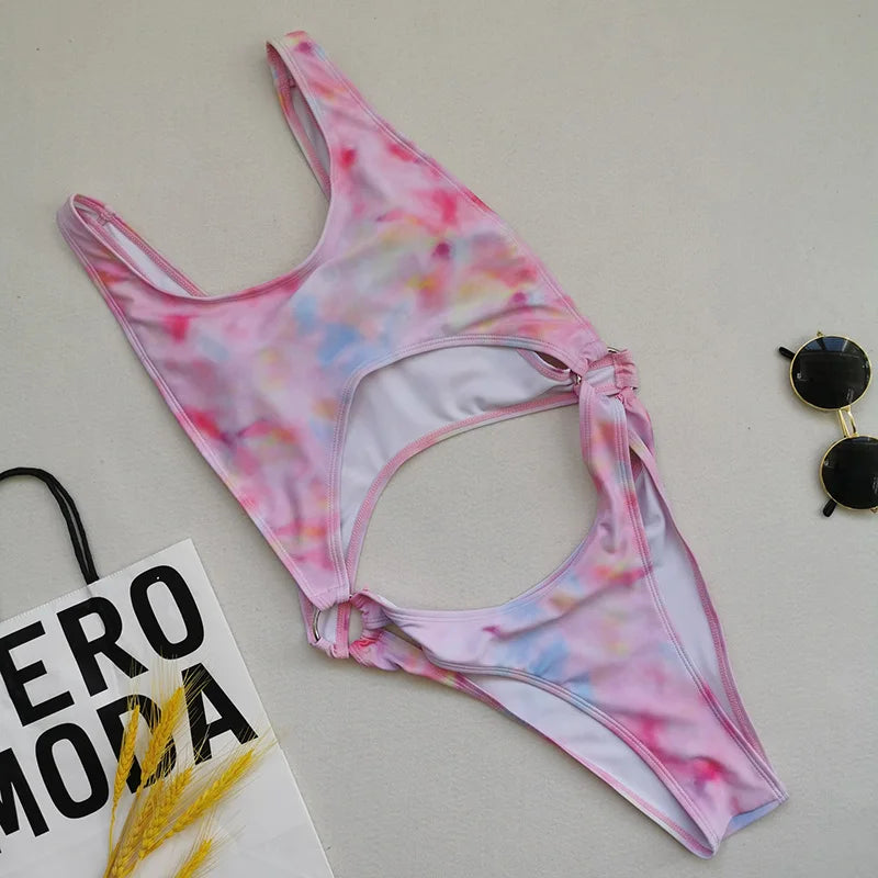 Sexy Splicing Tummy Cut Out Female Swimwear One Piece Swimsuit Women Tassel Monokini Bather String Bathing Suit Swim Bodysuit