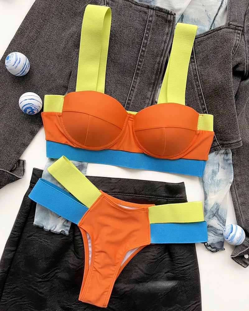 Leopard High Waist Bikini Push Up Bra Cup Bikinis 2026 Women Swimsuit Female Swimwear Two Piece Bikini Set High Cut Bathing Suit