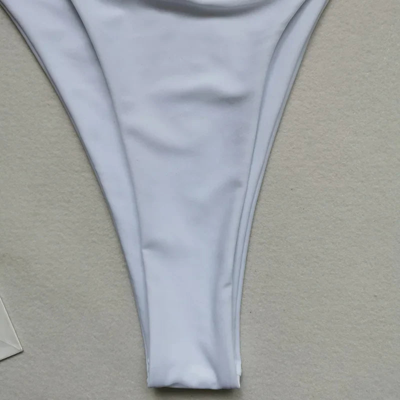 2025 Sexy High Cut Out Halter Female Swimwear One Piece Swimsuit Women Cross Bandage Monokini Bather Bathing Suit Swim Bodysuit