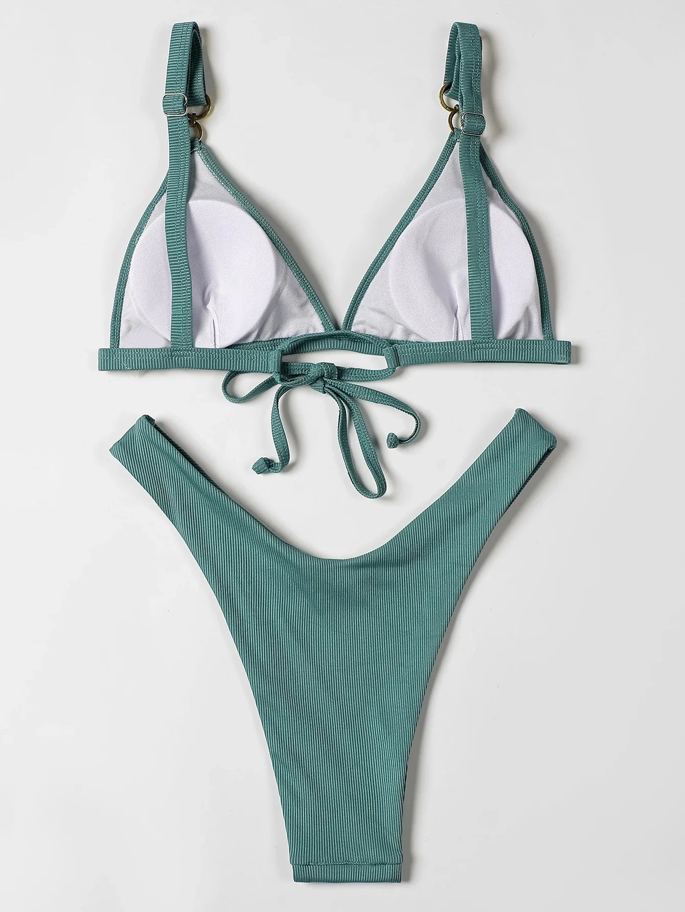 ZTVitality Sexy Solid Push Up Bikini 2025 New Arrival Padded Bra High Leg Swimsuit Ring Bandage Swimwear Women Brazilian Biquini
