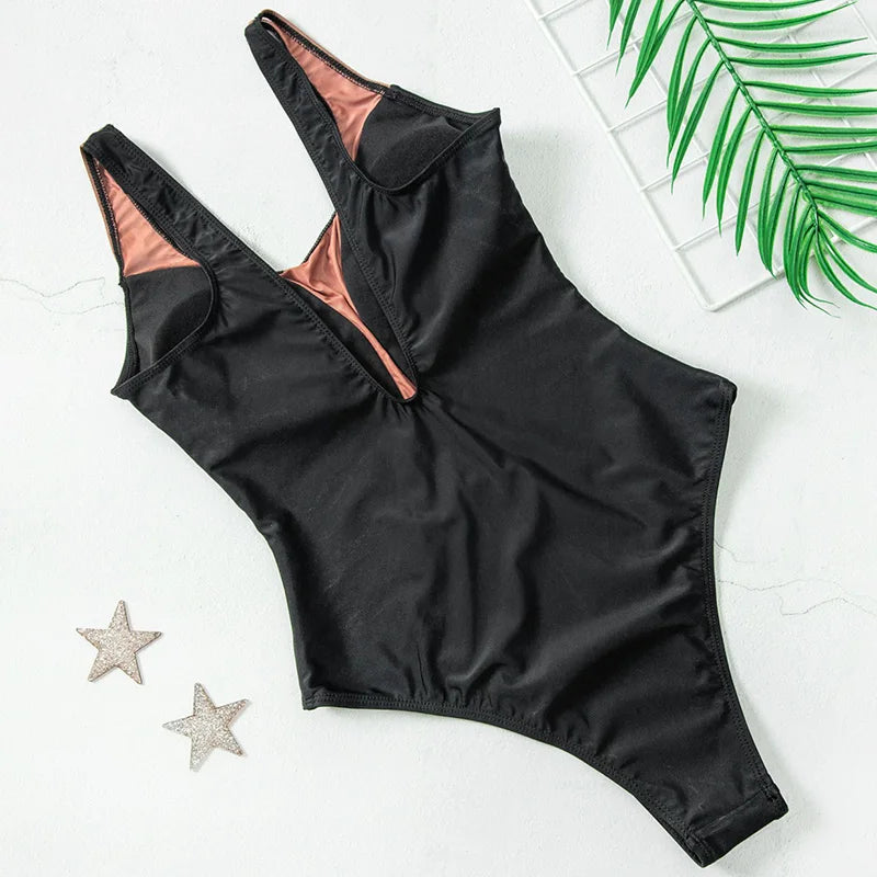 2025 Sexy Splicing Mesh See Through Female Swimwear One Piece Swimsuit Women High Cut Monokini Bathing Suit Swim Beach Wear