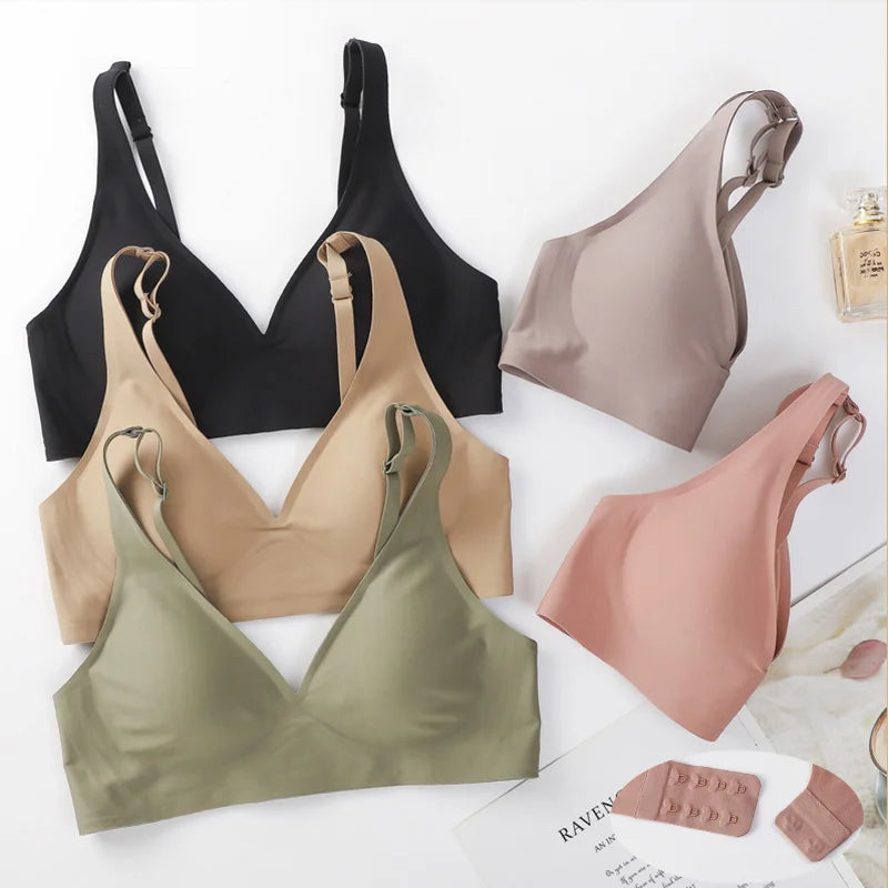 Women Seamless Bra Jelly Strip Wireless Push Up Bralette S-XL Top Sexy Lingerie Soft Tank Lady Breathable Underwear Breast Lift