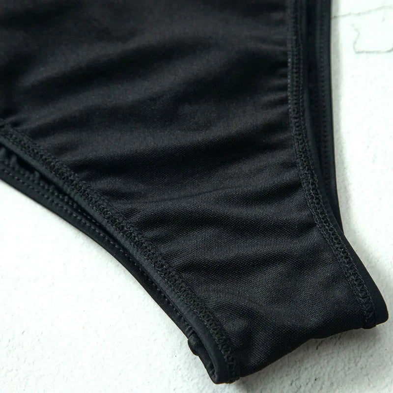 2025 Sexy Splicing Mesh See Through Female Swimwear One Piece Swimsuit Women High Cut Monokini Bathing Suit Swim Beach Wear