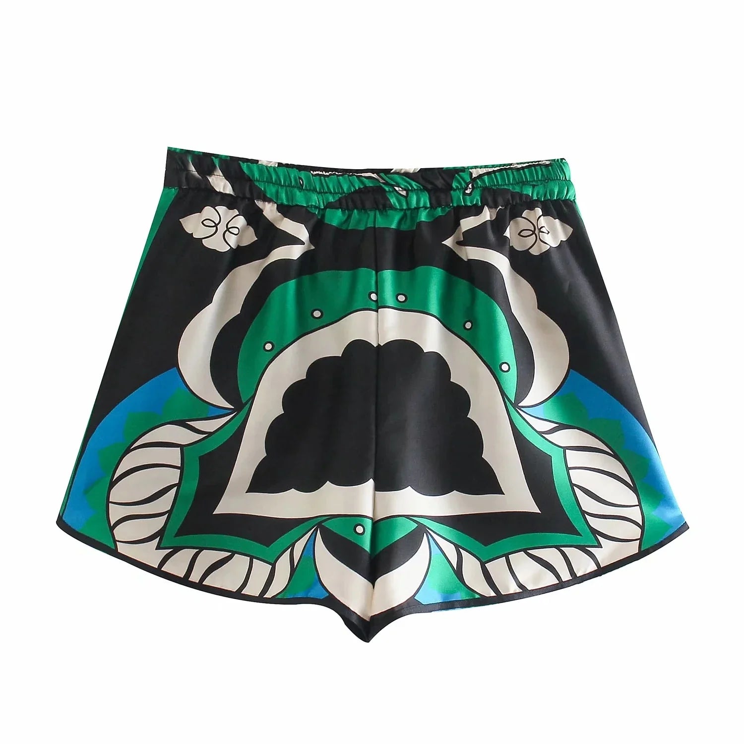 Foridol Oversized Green Print Boho Women Shorts Sets Shirts Shorts Pants Three Pieces Fashion Suits Matching Sets 2025 Summer