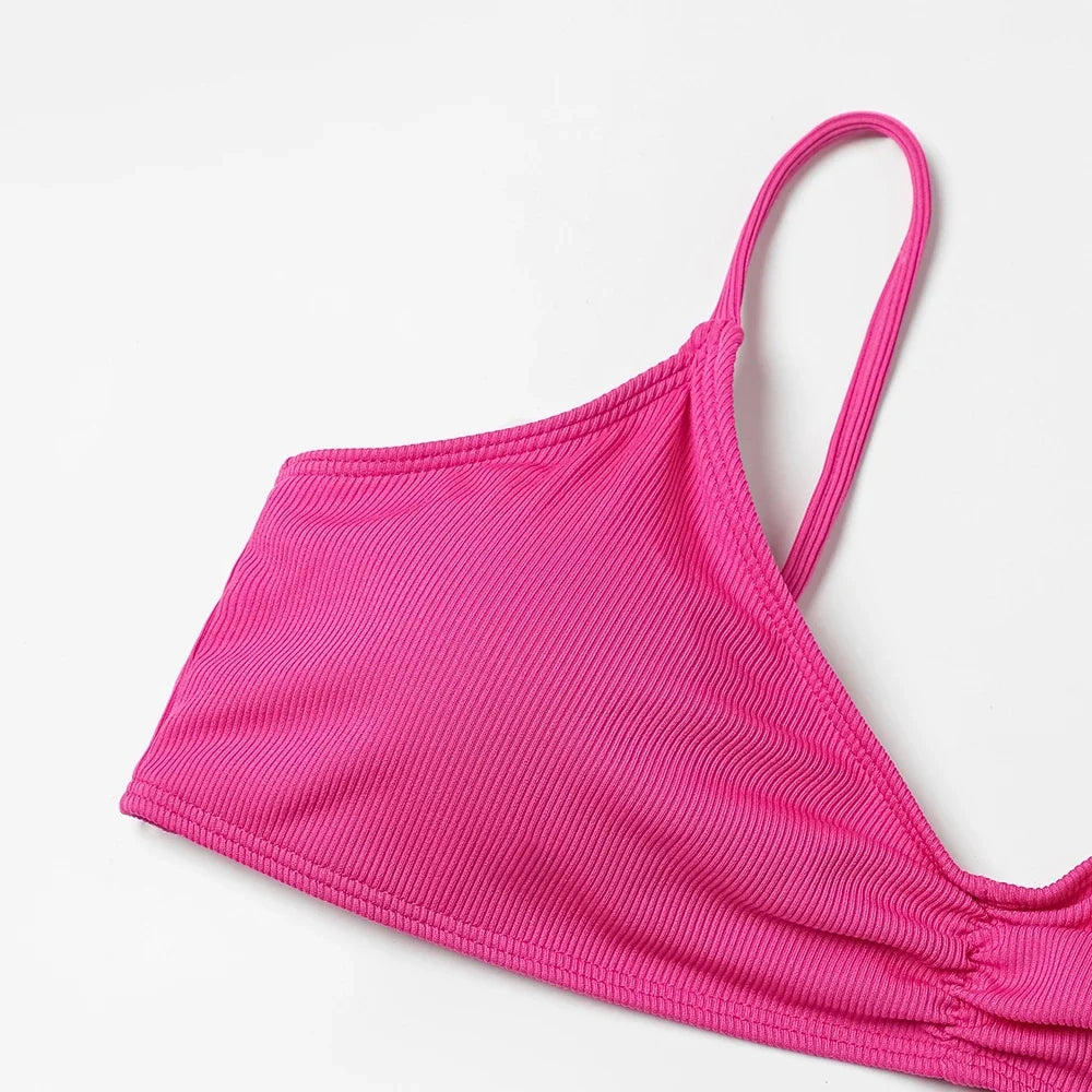 ZTVitality Ribbed Sexy Bikini Set 2023 New Arrival Padded Bra Push Up Swimsuit Women Brazilian Summer Beachwear Solid Swimwear