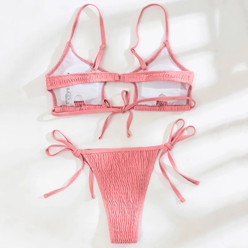 Sexy Hollow Out Micro Thong Bikini Women Swimwear Female Swimsuit Two-pieces Bikini Set Brazilian Bather Bathing Suit Swim Lady