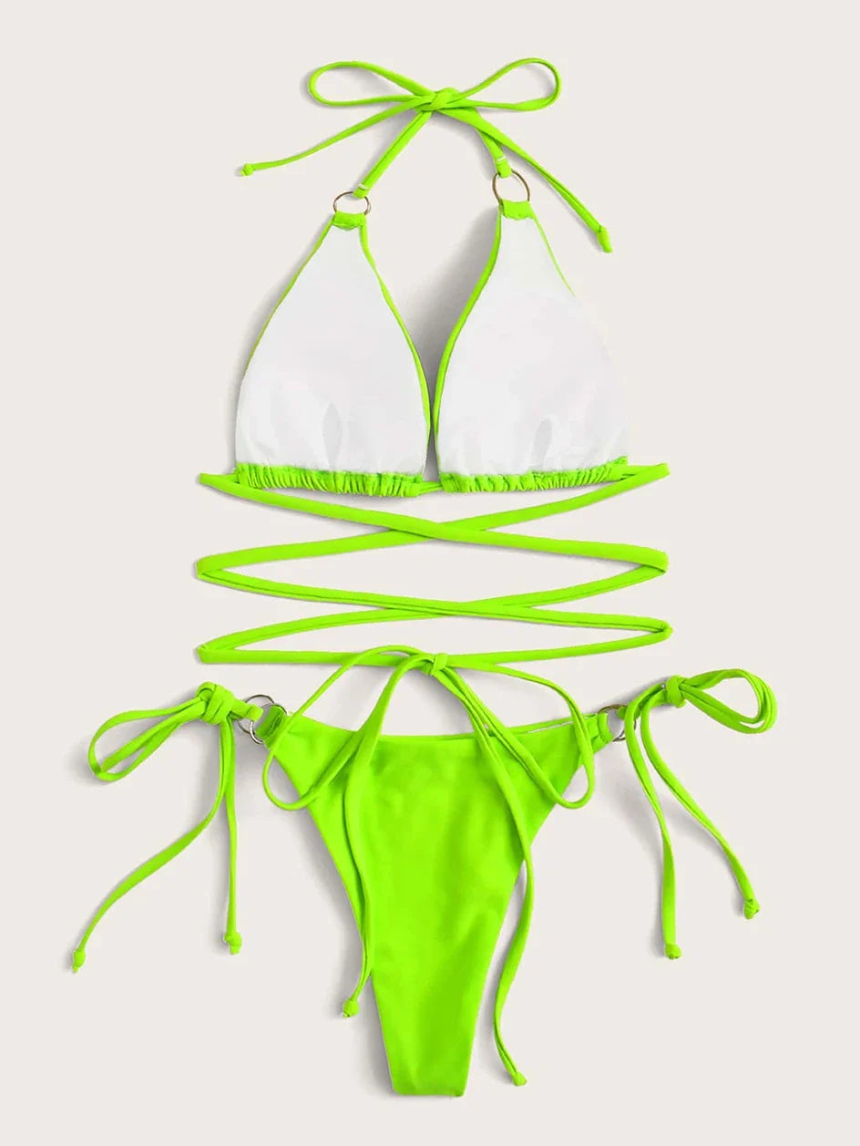 Sexy Micro Bikini 2025 Criss Cross Swimwear Bandage Woman Swimsuit Female Thong Bikinis Set 2 Piece Women Bathing Suit Beachwear