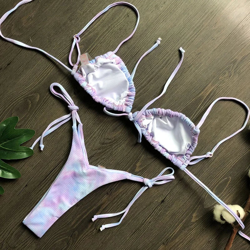 Sexy Ruffle Frilled Micro Thong Bikini 2025 Women Swimwear Female Swimsuit Two-pieces Bikini set String Bather Bathing Suit Swim
