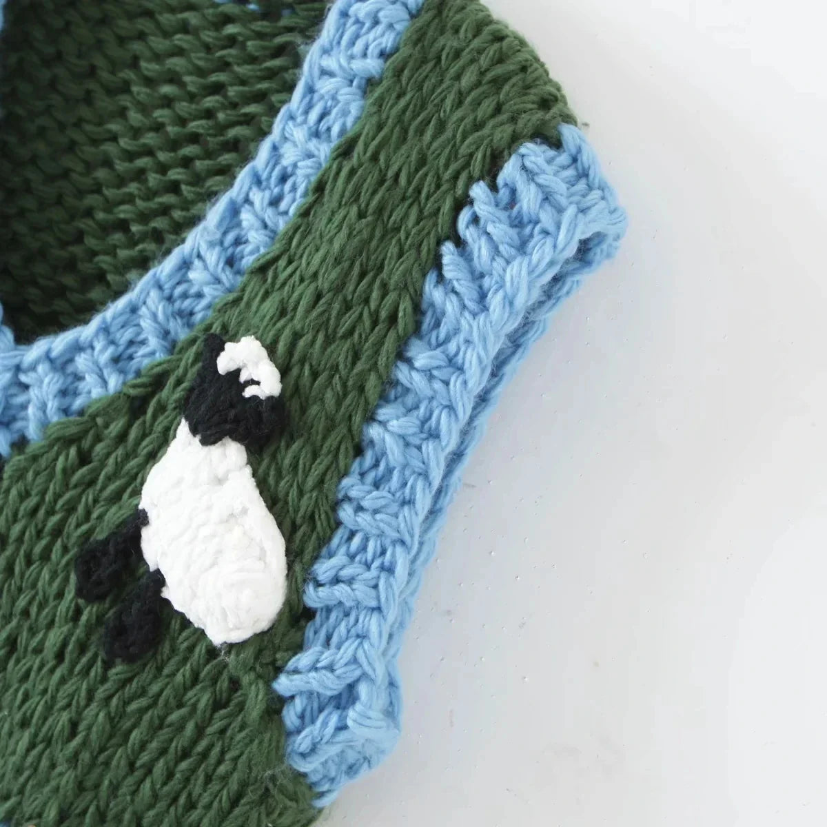 Foridol Sheep Knitted Sweater Vest Vintage Animal Sleeveless Blue Cropped Sweater Vest Waistcost 2025 Autumn Winter Tops