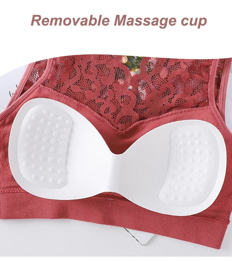 L-XXL Women Seamless Sexy Lace Bra Wireless Beauty Back Lingerie Push Up sports running Bra Cozy Chest tube Top bralette