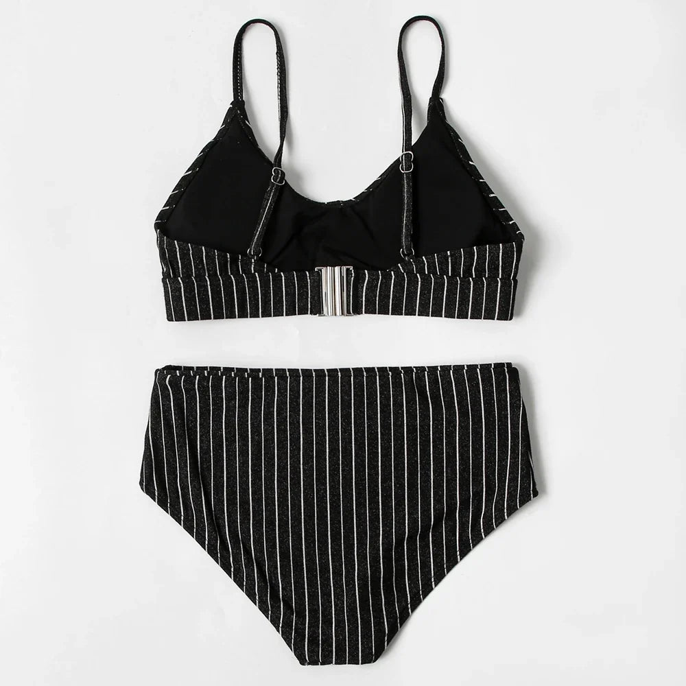 ZTVitality Shiny Striped Sexy Bikini 2022 New Arrival Straps Padded Bra High Waist Swimsuit Female Swimwear Women Beach Wear S-L