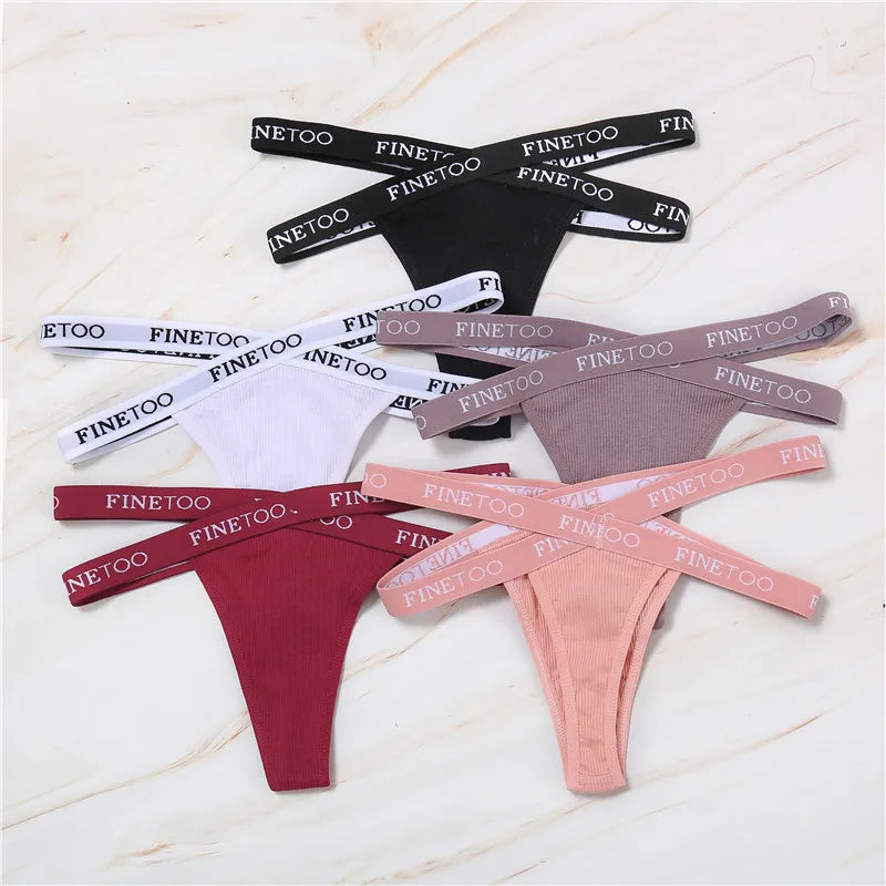 2Pcs/Set Women Thongs Panties Female Letter Belt Underwear Ladies Cotton Cross Strap Bikini M-XL G-String Girl Intimate Lingerie