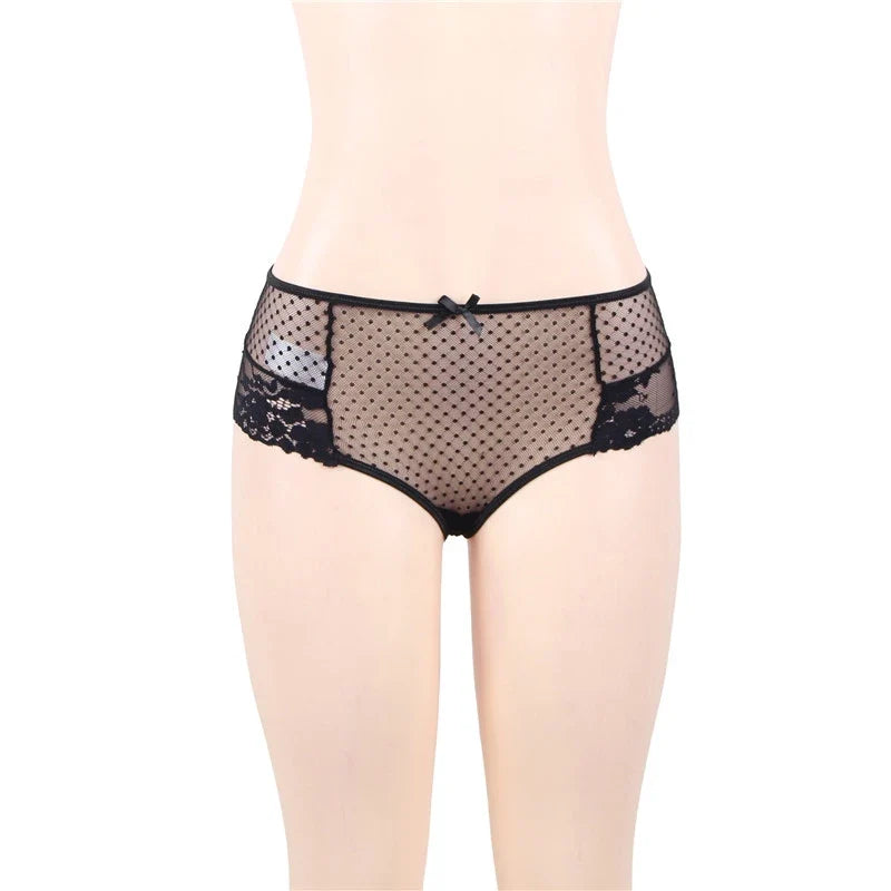 Pink High Waist Lace Strappy Panty for Women Sexy See Through Mesh Thong Underwear Plus Size Breathable