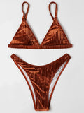 ZTVitality Sexy Push Up Bikini 2025 Hot Sale Straps Padded Bra Pit Strip Velvet Swimsuit Female High Leg Swimwear Women Biquini