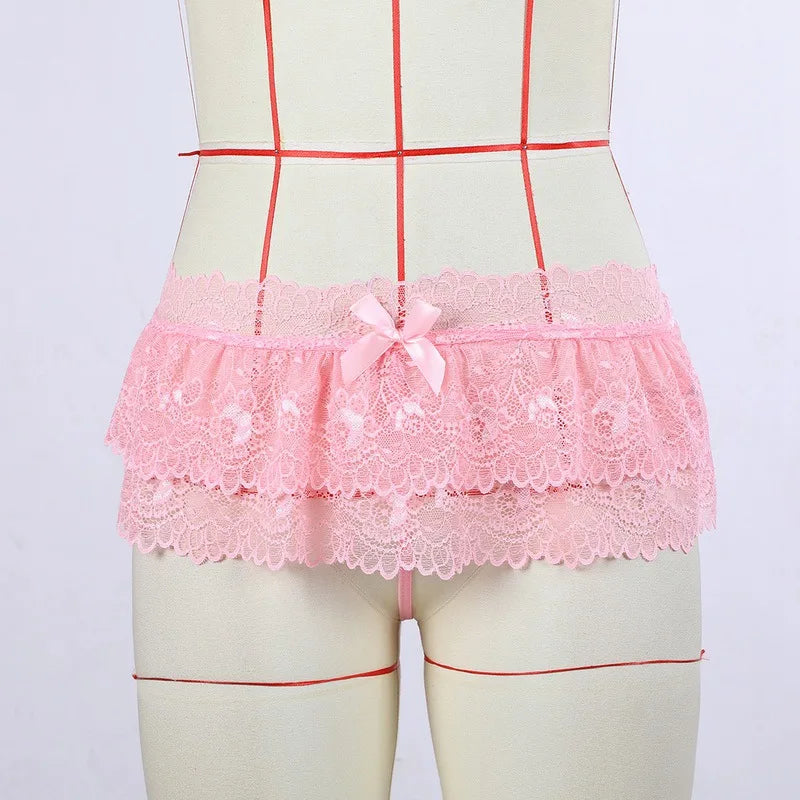 Women Sexy Lingerie Lace Perspective Ladies Dress Erotic Sexy Underwear Transparent Thongs Plus Size Sexy Skirt For Sex