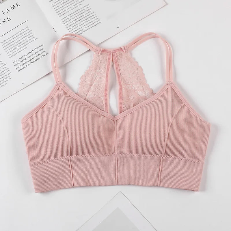 Women Tank Crop Top Seamless Underwear Lace Cropped Crop Tops Female Intimates Sexy Lingerie Plus Size Padded Camisole Femme