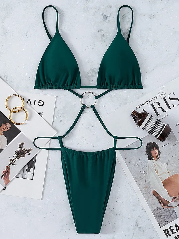 High Cut Out G String Female Swimwear One Piece Swimsuit Women Mini Micro Thong Monokini Bather Backless Bathing Suit Swim Wear