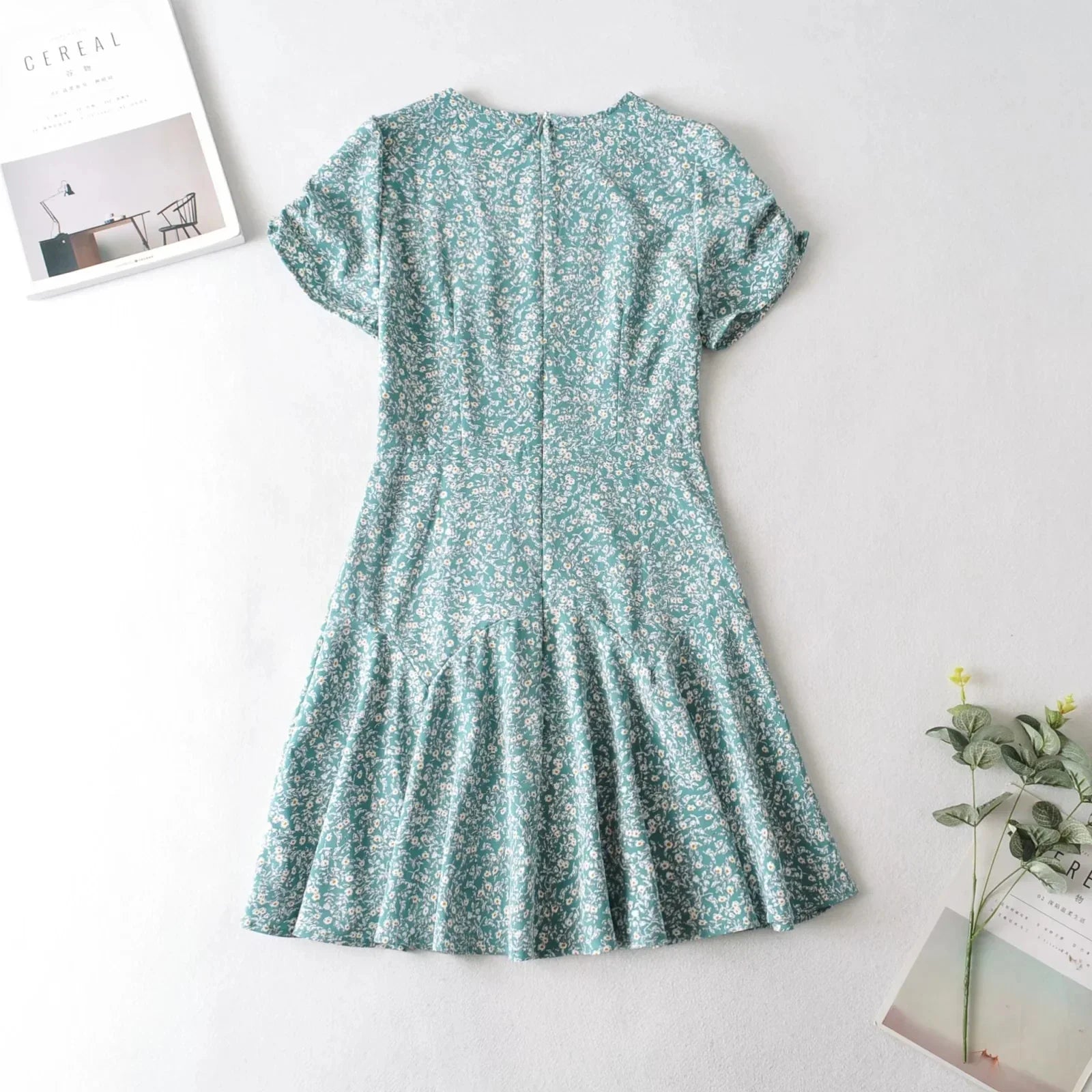 Foridol Blue Floral Print Summer Beach Dress Women Casual Holiday Short Sleeve Dress Boho Sundress Vestidos Fashion Clothes
