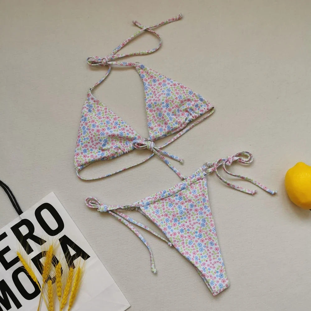 2025 Polka Dot Mini Micro String Bikini Women Swimsuit Female Bikinis Brazilian Swimwear Two Pieces Bikini Set Bathing Suit Swim